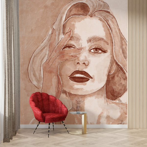 Nástěnný portrét ženy v sépiové barvě