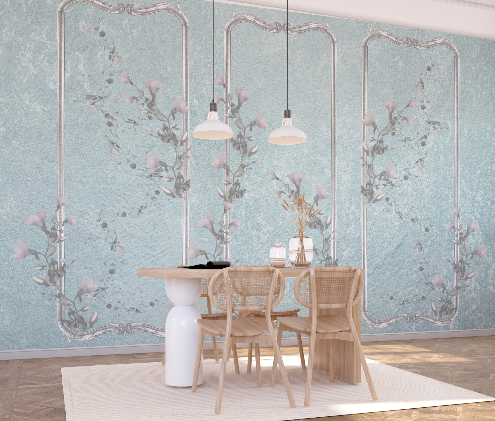 Nástěnná malba Trojitý květinový motiv