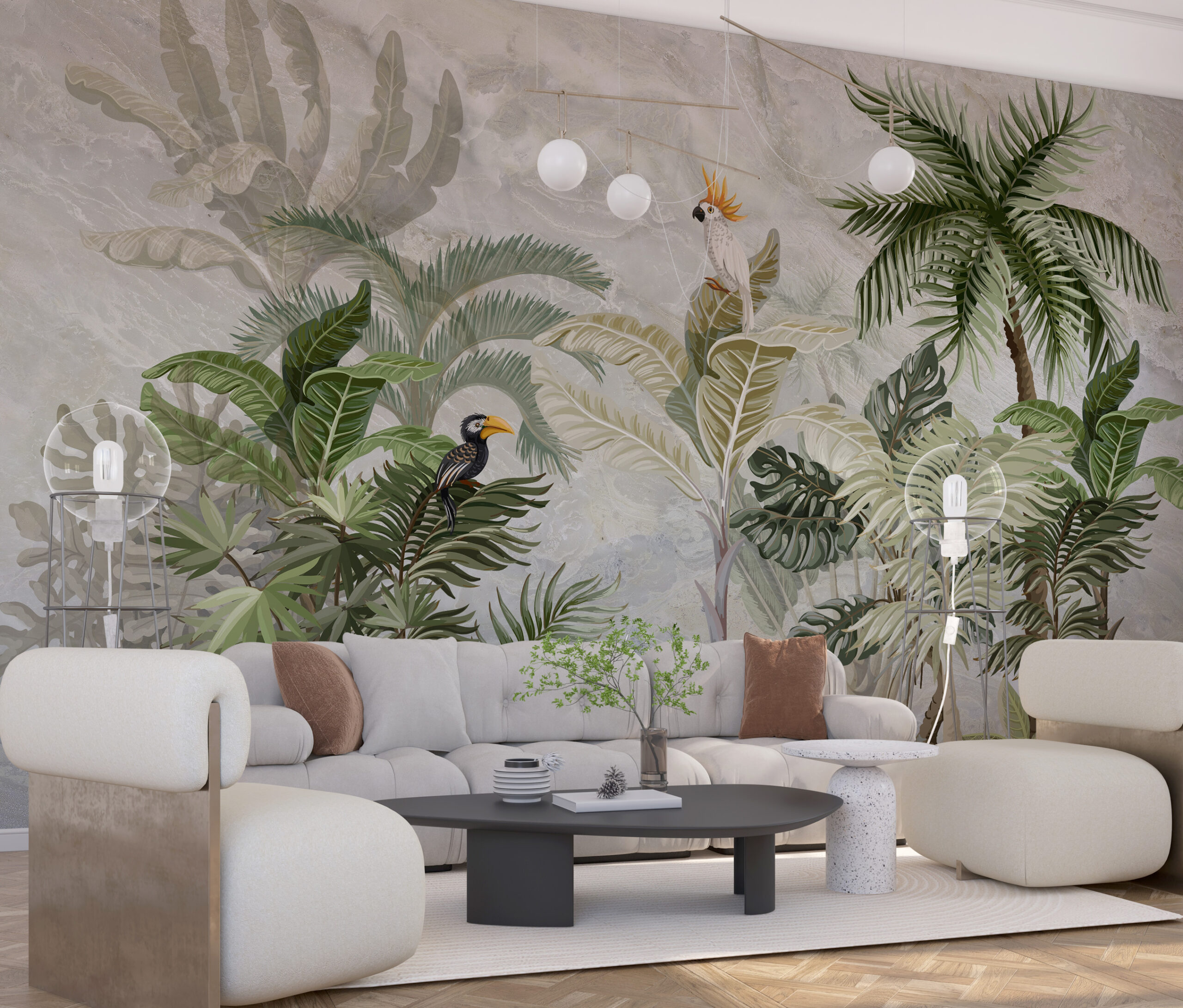 Nástěnná malba Ptáci na stromě