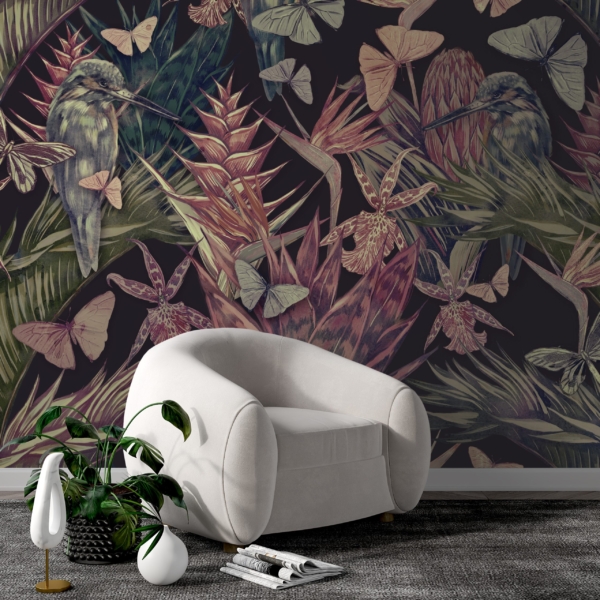 Fototapety Ptáci skryté v květinách