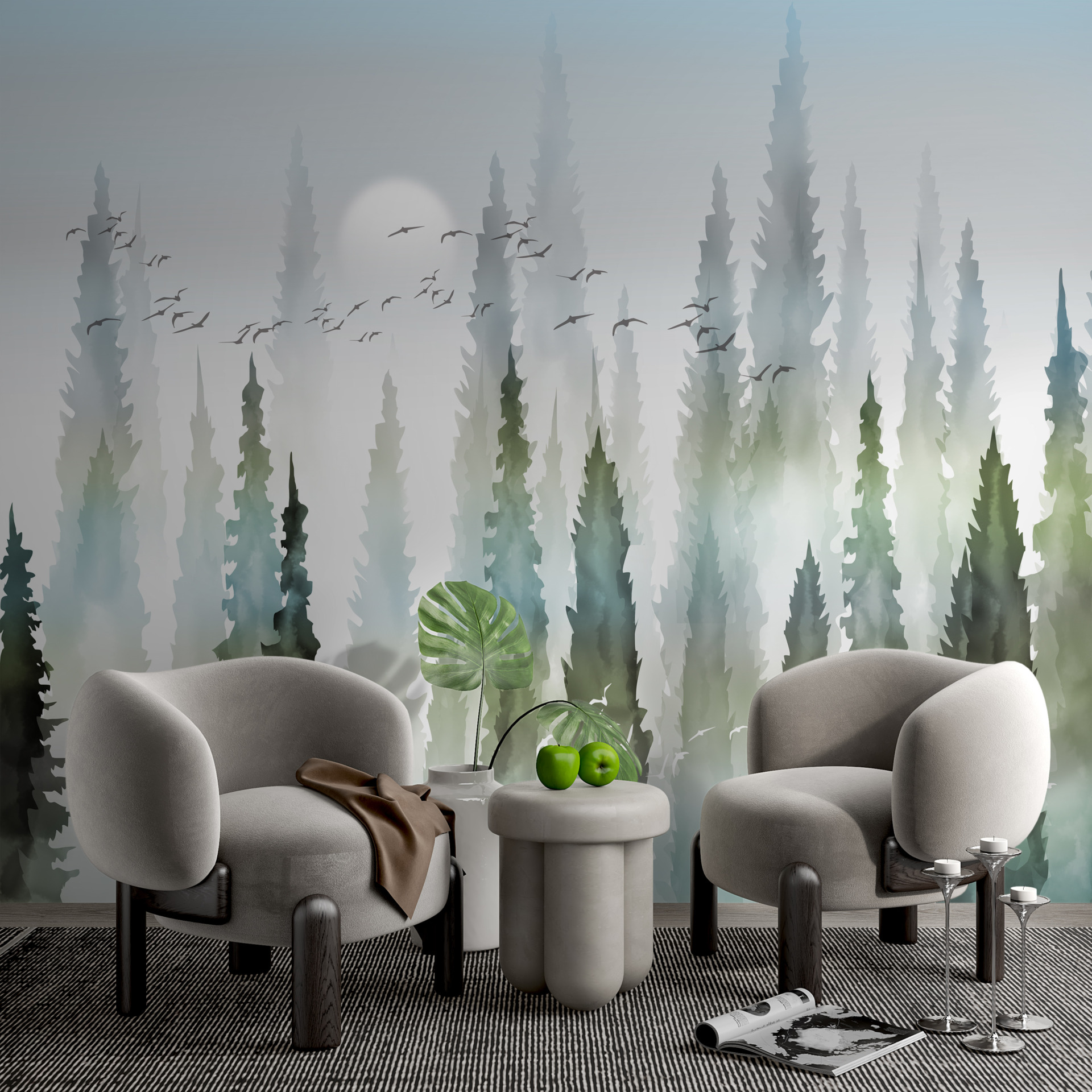 Nástěnní ptáci ve střílejícím lese