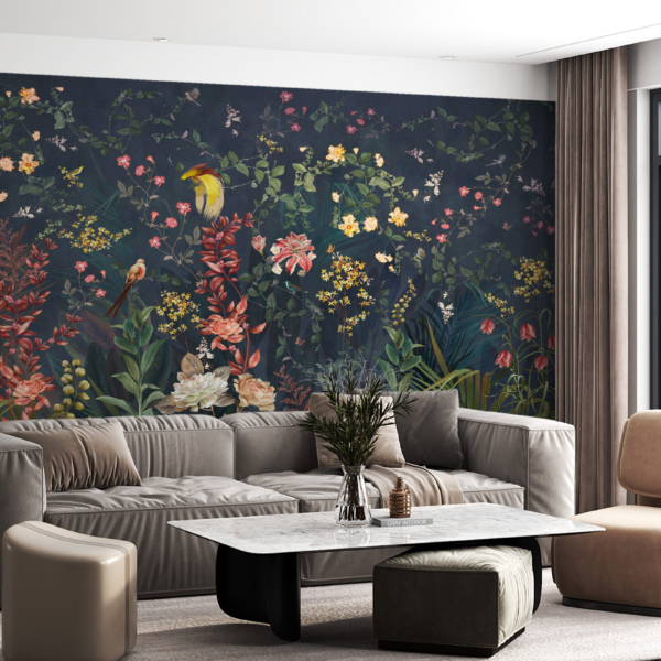 Nástěnná malba Rajská zahrada v noci