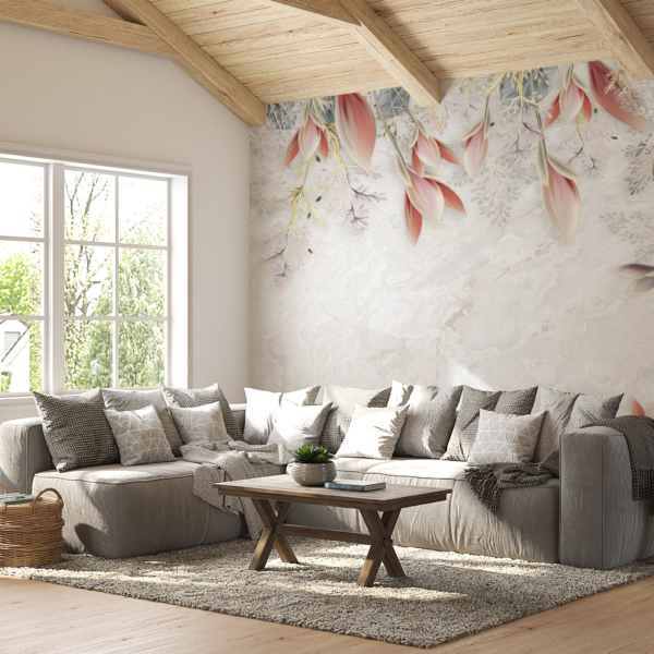 Růžový list rám nástěnná malba