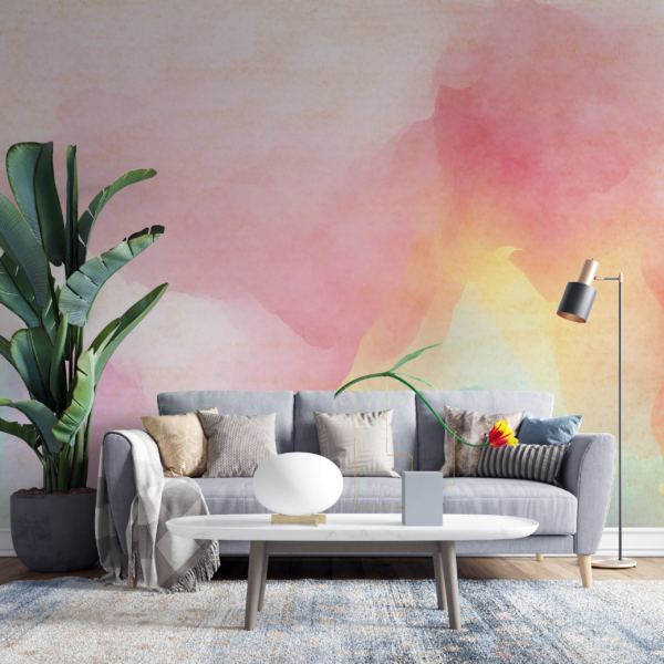 Růžová nástěnná malba