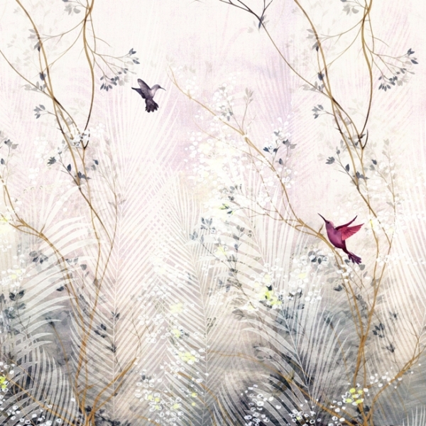 Růžový kolibřík nástěnná malba