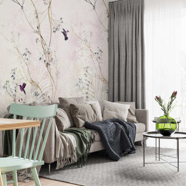 Růžový kolibřík nástěnná malba