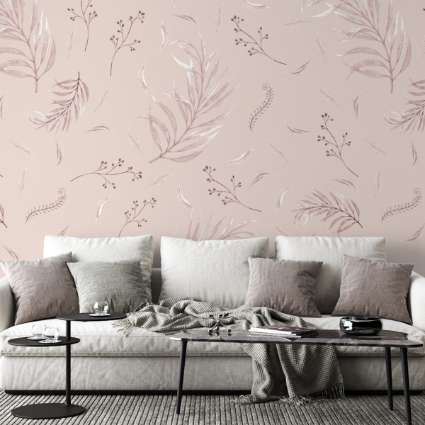 Nástěnná malba Růžový rostlinný motiv
