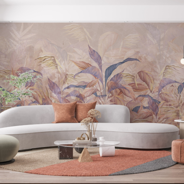 Nástěnná malba růžových listů