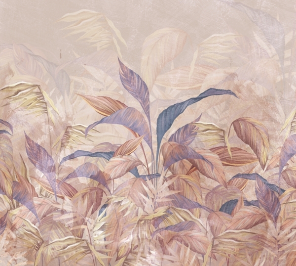 Nástěnná malba růžových listů