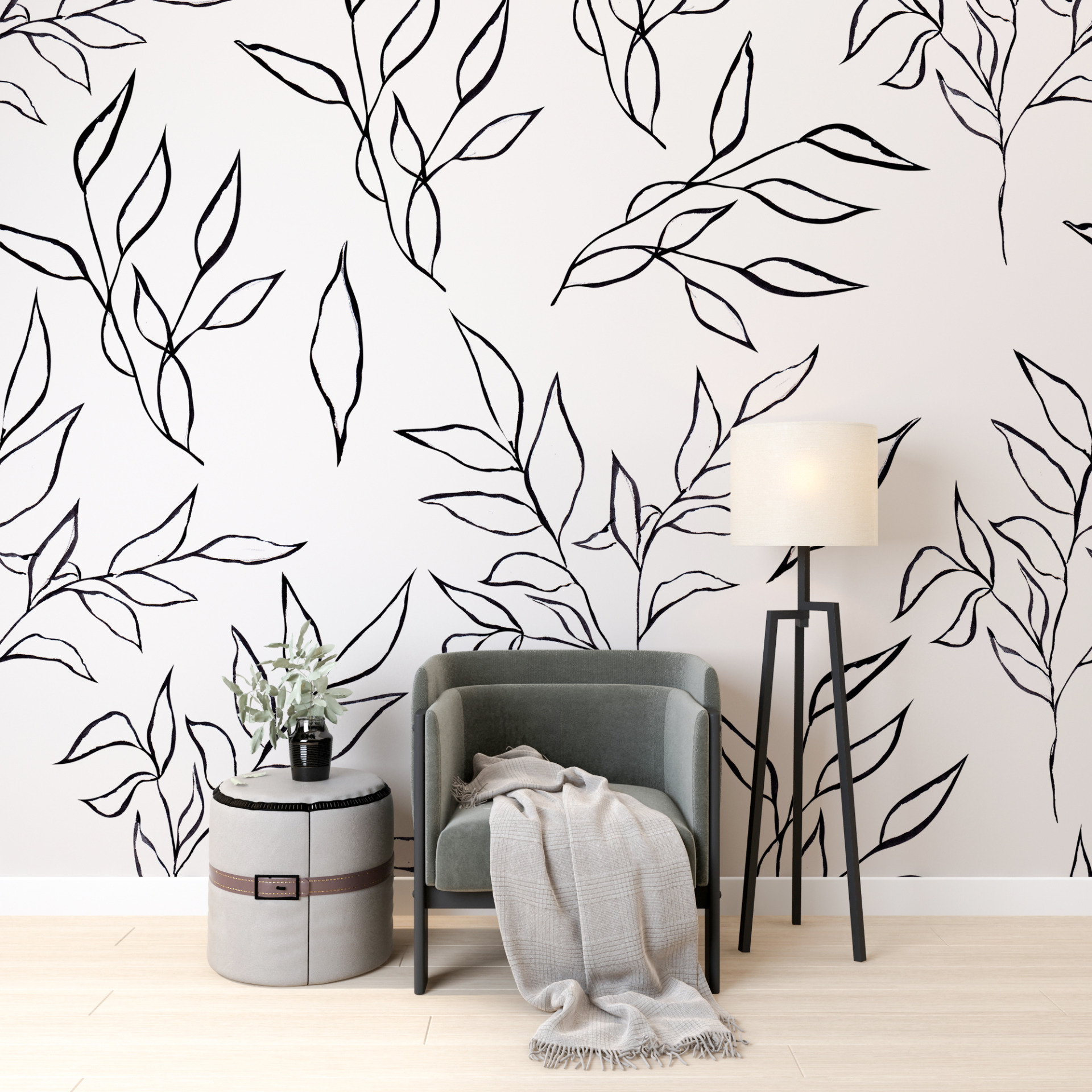 Nástěnná kresba větviček