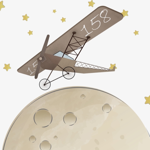 Nástěnná malba Letadlo nad Měsícem