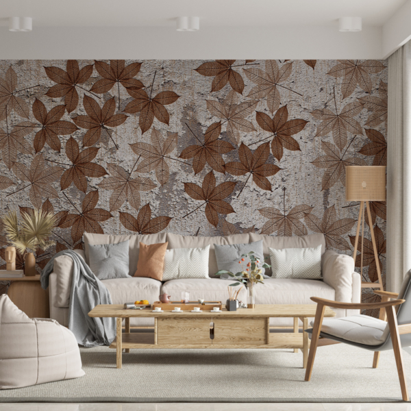 Nástěnná malba Wall of small leaves