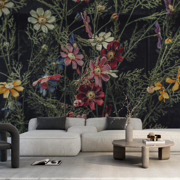 Nástěnná malba zahradních květin