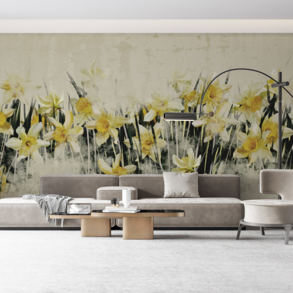 Nástěnná malba žlutých narcisů