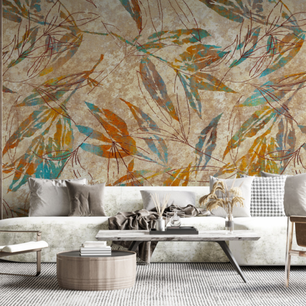 Nástěnná malba Seledyn na hnědých listech