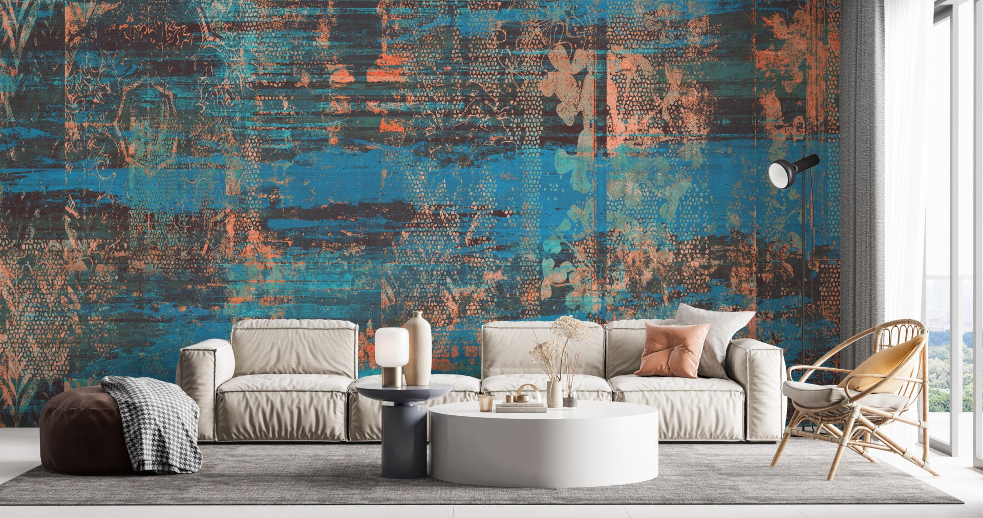 Nástěnné stopy na modré