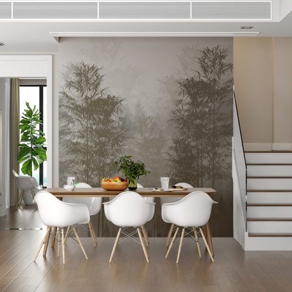 Nástěnná malba Štíhlé stromy v mlze