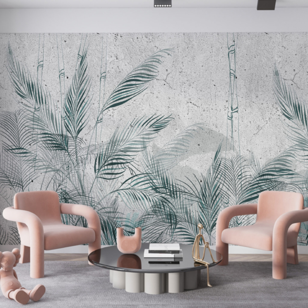 Tapety Slender Leaves v modré barvě