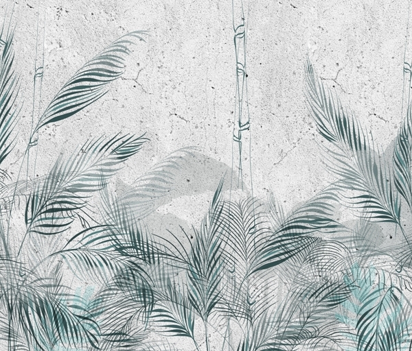 Tapety Slender Leaves v modré barvě