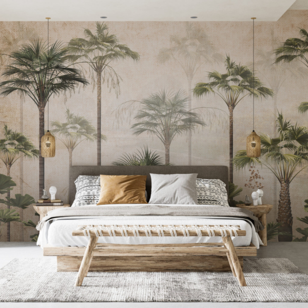 Nástěnná malba Štíhlé palmy v mlze