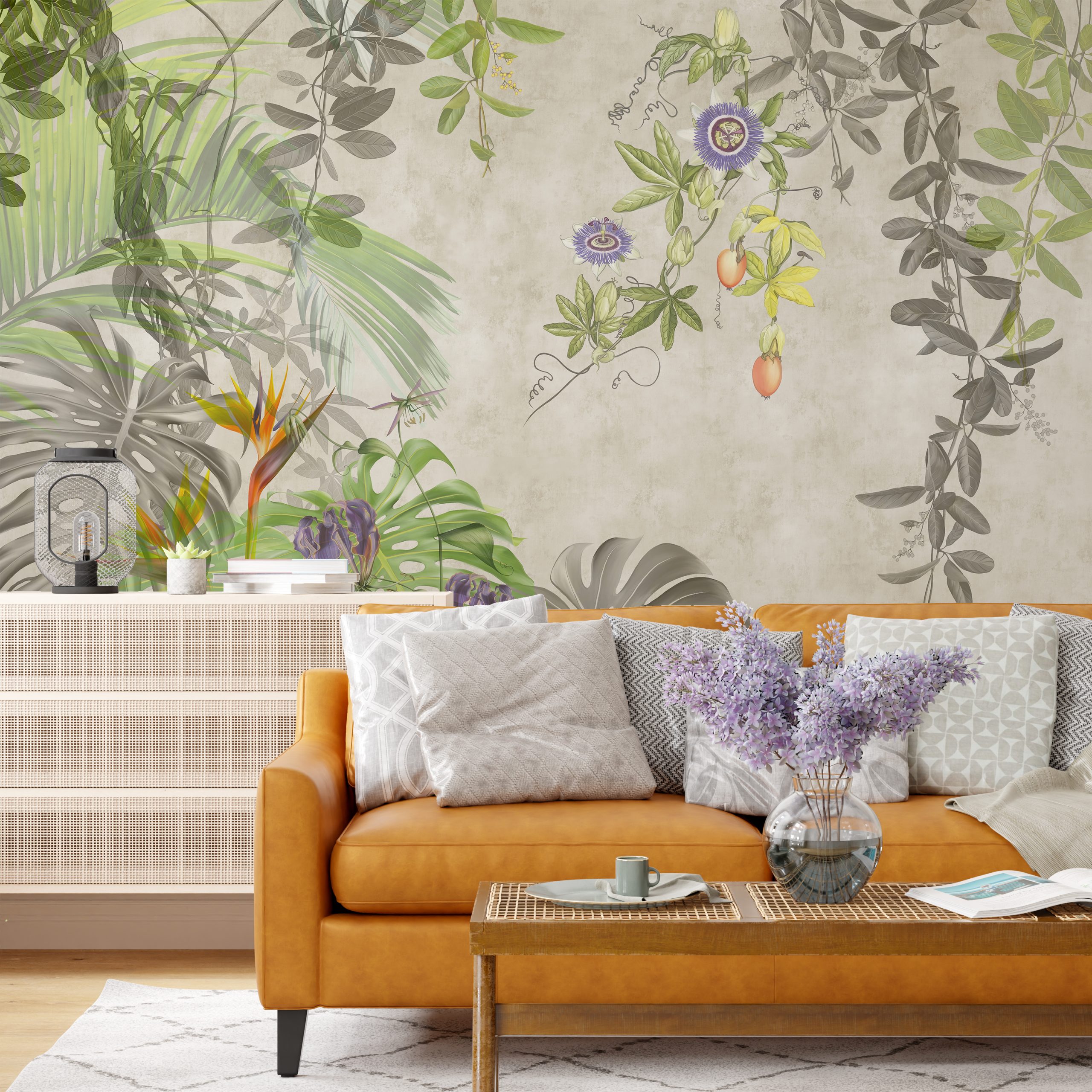 Nástěnná malba Grey Monstera