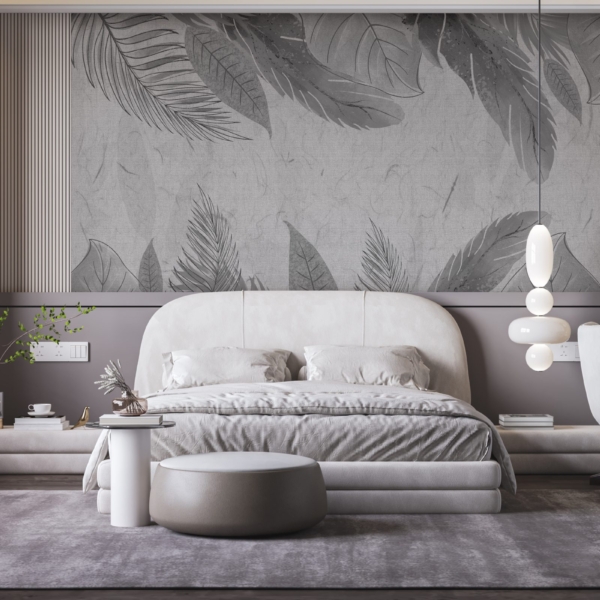 Nástěnná malba Grey Leaf Frame