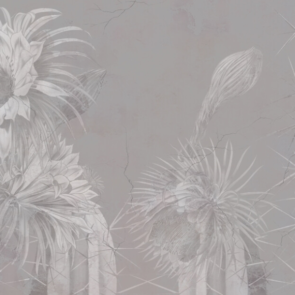 Nástěnná malba Grey Flowers