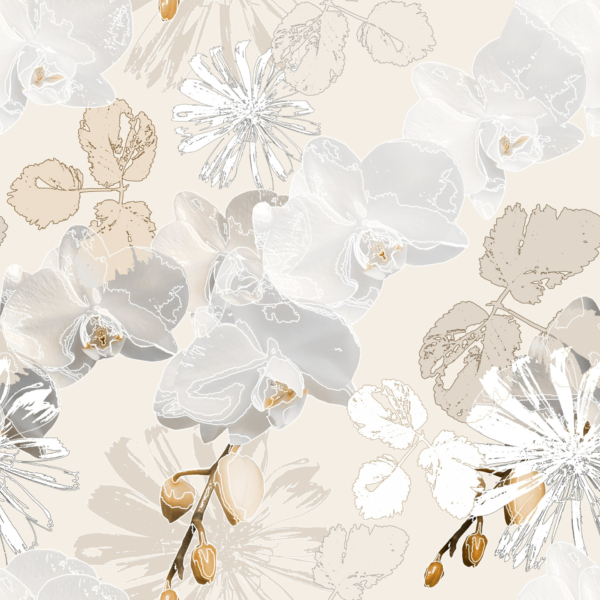 Fototapeta Šedé orchideje a bílé sedmikrásky