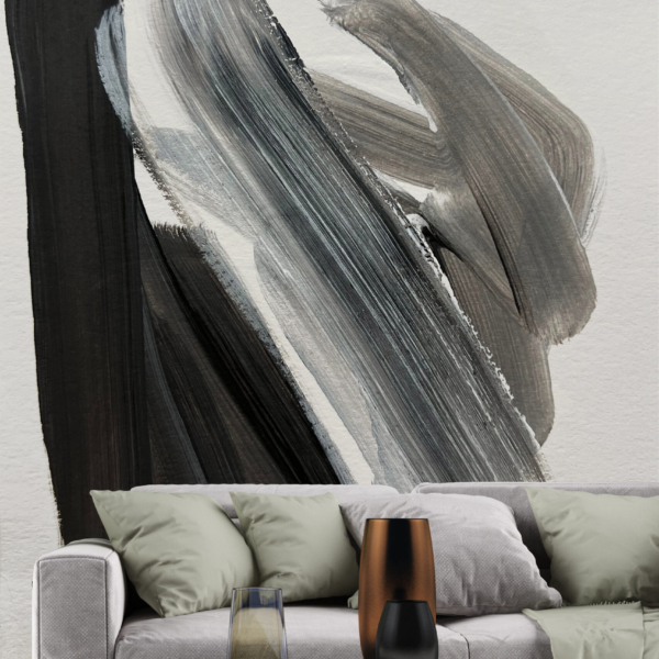 Nástěnná malba šedá a černá