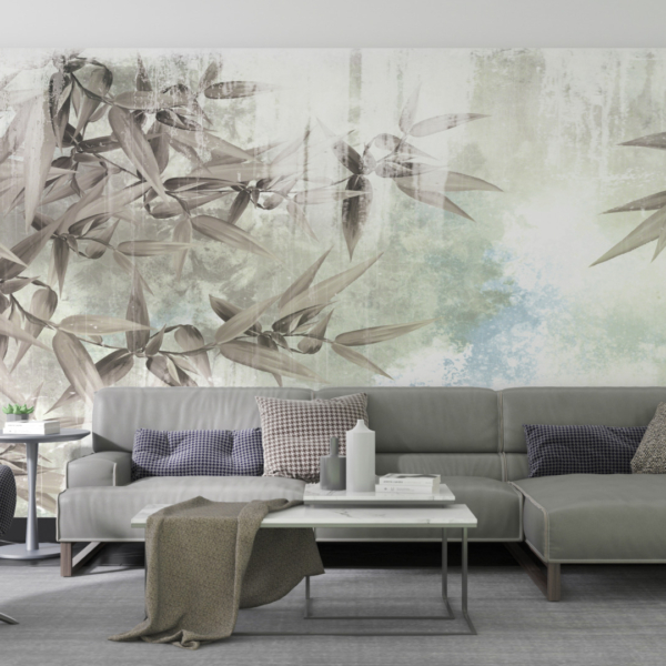 Fototapeta Šedý rostlinný motiv