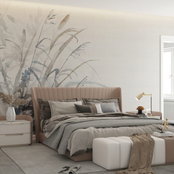 Nástěnná malba travin v mlze