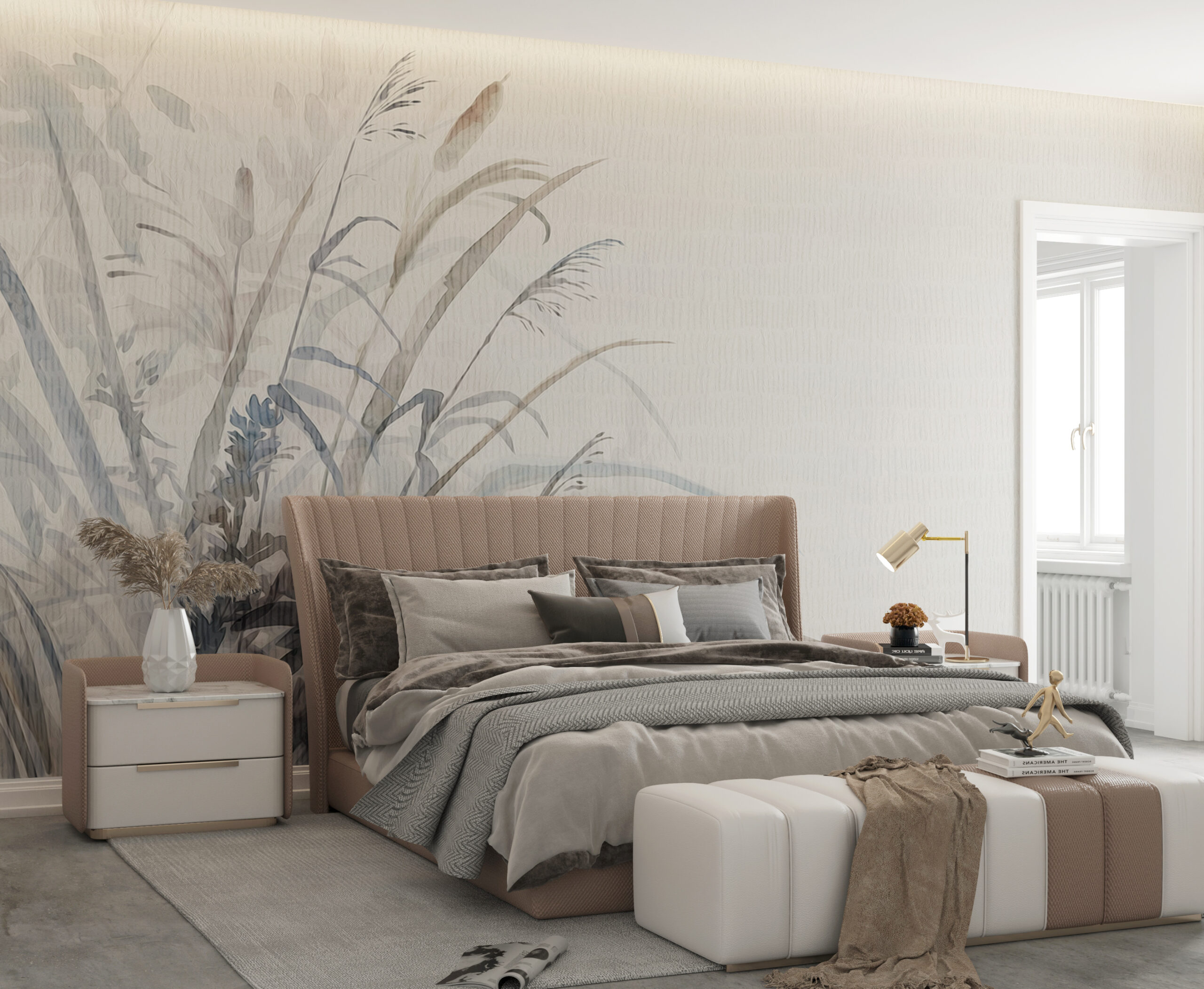 Nástěnná malba travin v mlze