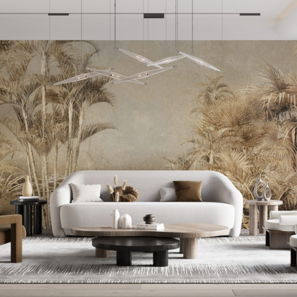 Nástěnná malba Tropická džungle v sépiové barvě