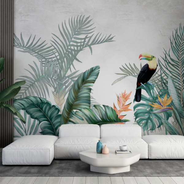 Nástěnné malby tukanů v listí