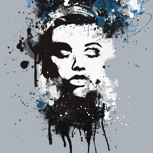 Nástěnná malba tváře spící dívky