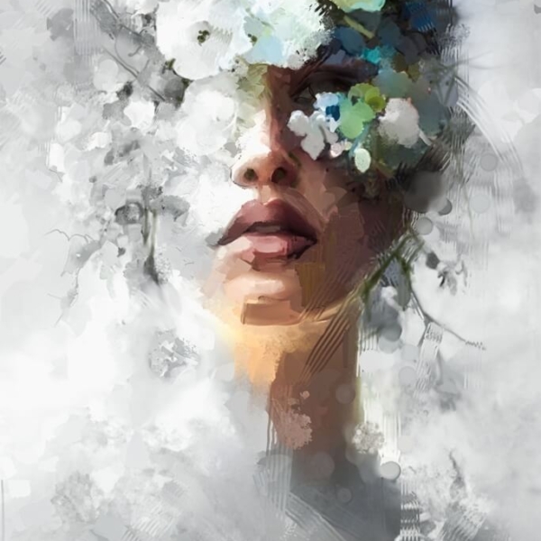 Nástěnná malba Tvář v květinách