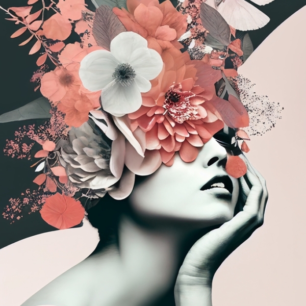 Nástěnná malba Tvář v květinách