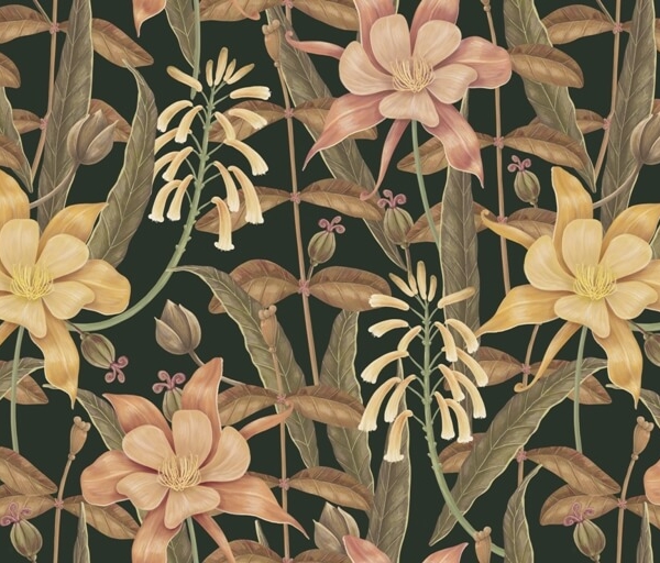 Nástěnná malba barevných květin