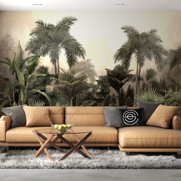 Nástěnná malba ve světle exotických rostlin