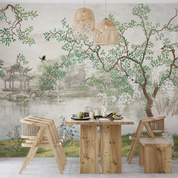 Nástěnná malba v japonské zahradě