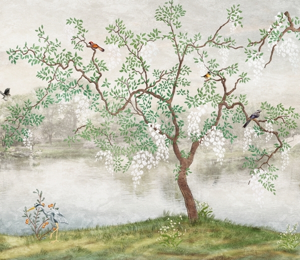 Nástěnná malba v japonské zahradě