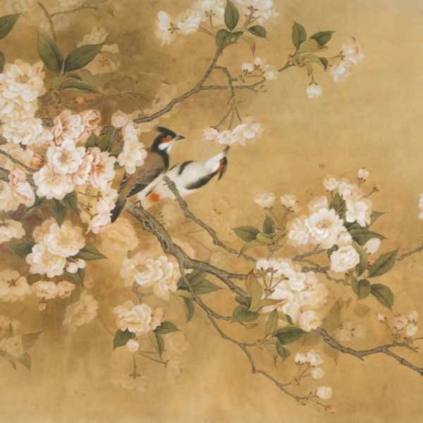 Nástěnná malba v barvě třešňového květu