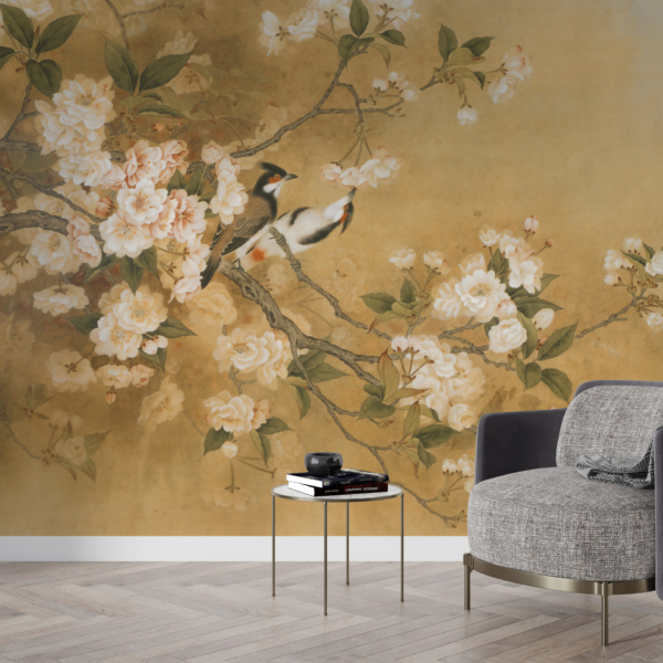 Nástěnná malba v barvě třešňového květu