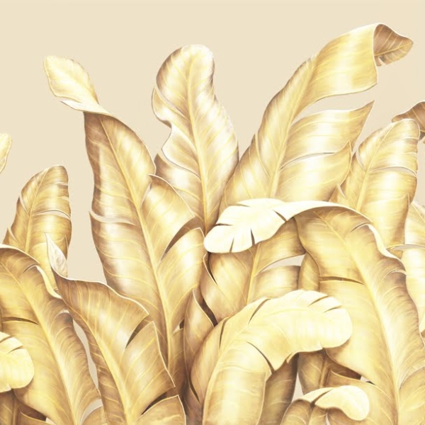 Nástěnná malba ve zlatých listech