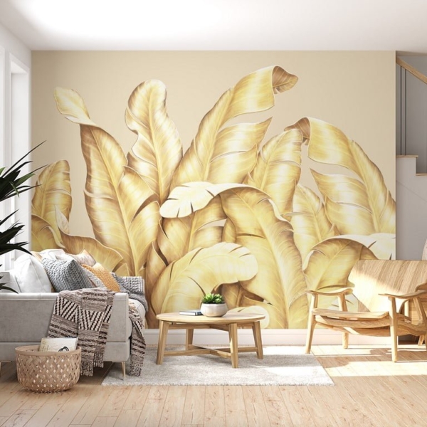 Nástěnná malba ve zlatých listech