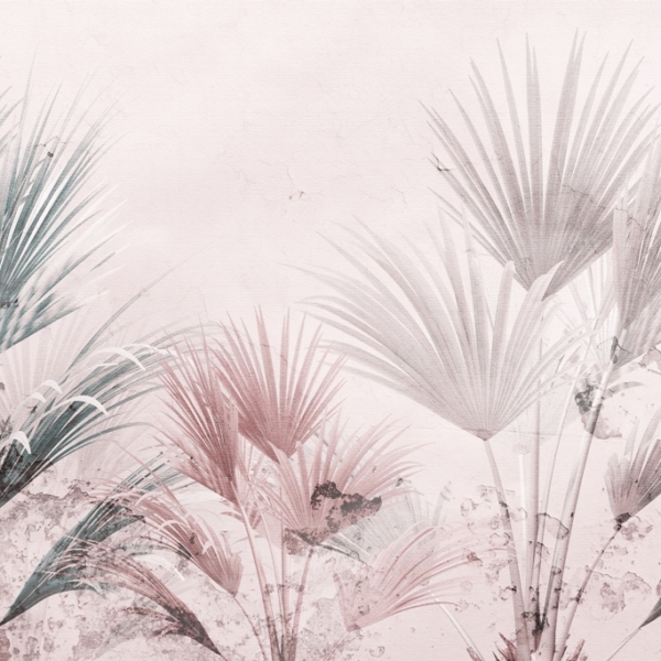 Nástěnná malba vějířů barevných travin