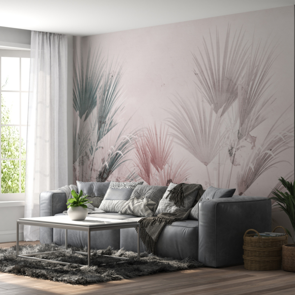 Nástěnná malba vějířů barevných travin