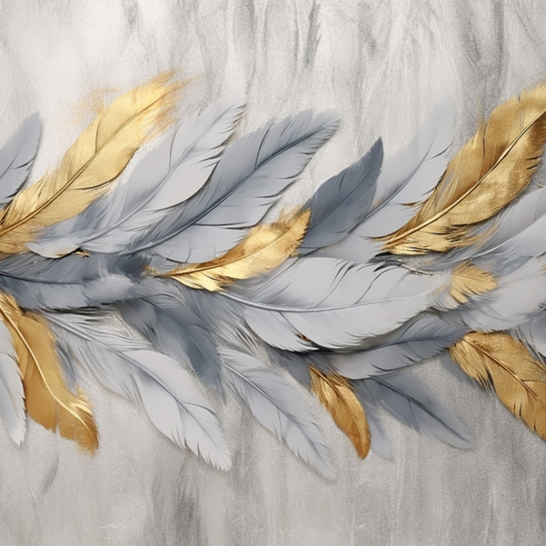 Nástěnný cop ze zlatých per