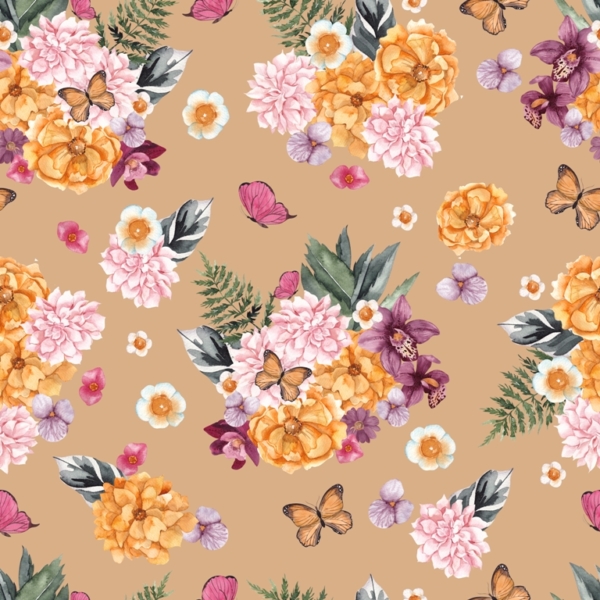 Photowall Veselé květiny a motýli