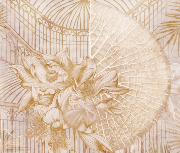 Nástěnné lilie a palmové listy